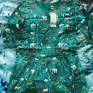 Tea Collection Teal Animal Adventure Dress